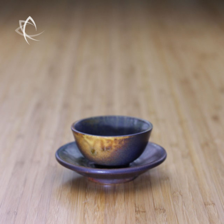 Ash Glazed Tea Tasting Cup with Saucer