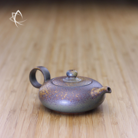 Ash Glazed Small Flat Teapot Angled Viewb