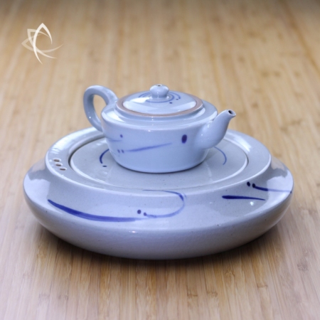 Qinghua Ru Glaze Ping Jian Teapot and Tea Boat Set