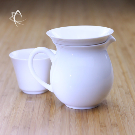 Ivory Porcelain Tea Strainer with Classic Tea Pitcher