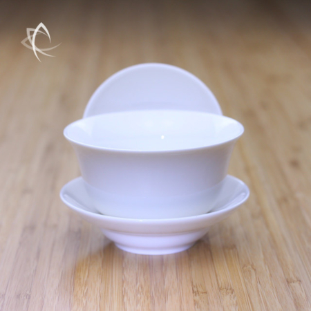 Larger Ivory Porcelain Gaiwan Lid Off View