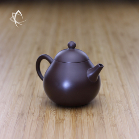 Larger Pear Shaped Purple Clay Teapot Angled View