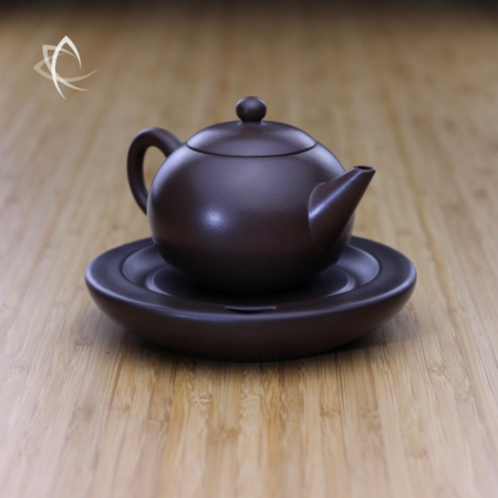 Larger Yuan Zhu Purple Clay Teapot with Tea Boat