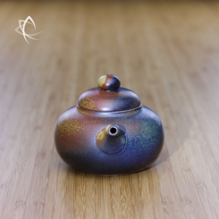 Ash Glazed Gourd Shaped Teapot Spout View