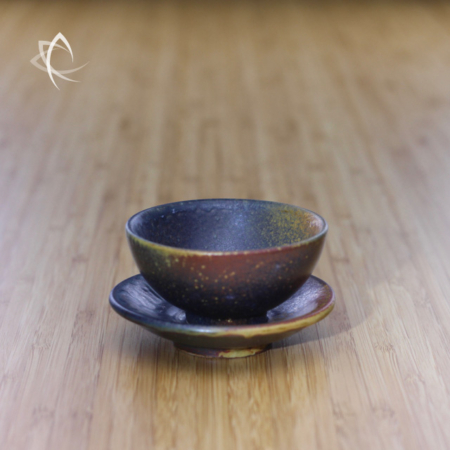 Ash Glazed Half Moon Tea Cup with Saucer Featured View