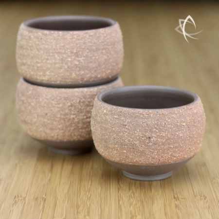 Master Bai's Large Clay Cups with Textured Outerside Group of 3