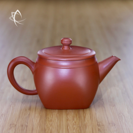 Square Turret Red Clay Teapot Side View