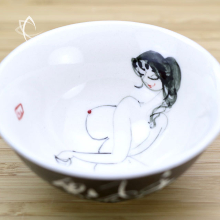 Hand Painted Bathing Beauty No 5 Tea Cup Angled View