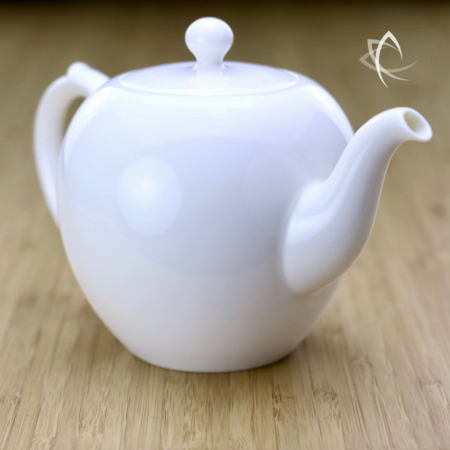 Large Mei Ren Jian Ivory Porcelain Teapot Angled View