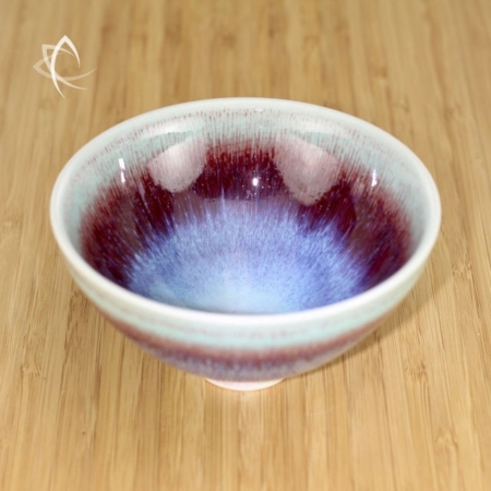 Mauve Hare's Fur with Vermillion Ring Classic Chawan Inside View